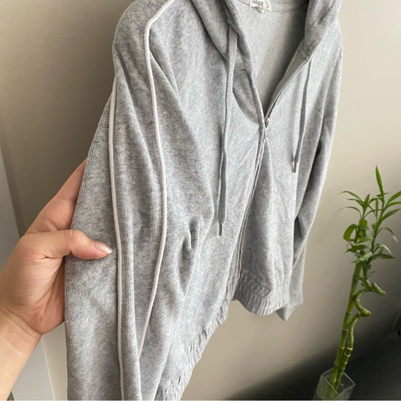 GARAGE Gray Velour Stripe Crop Hoodie - Picture 5 of 8